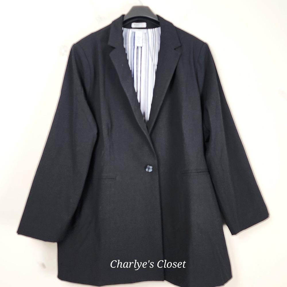Catherines RightFIt Blazer 22W Black One‎ Button Office Layering 90s Minimalism